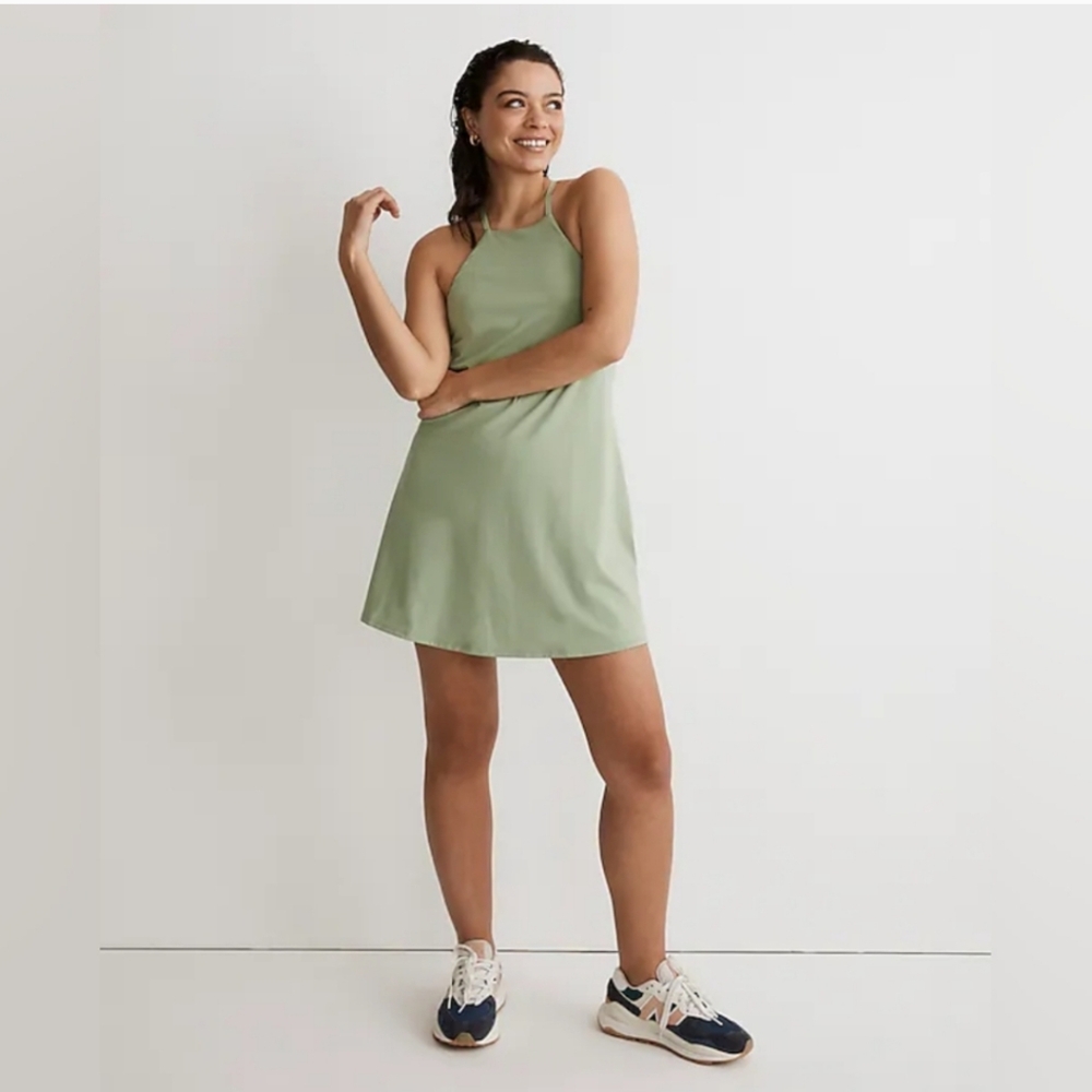 Madewell Sage Green Halter Mini Dress